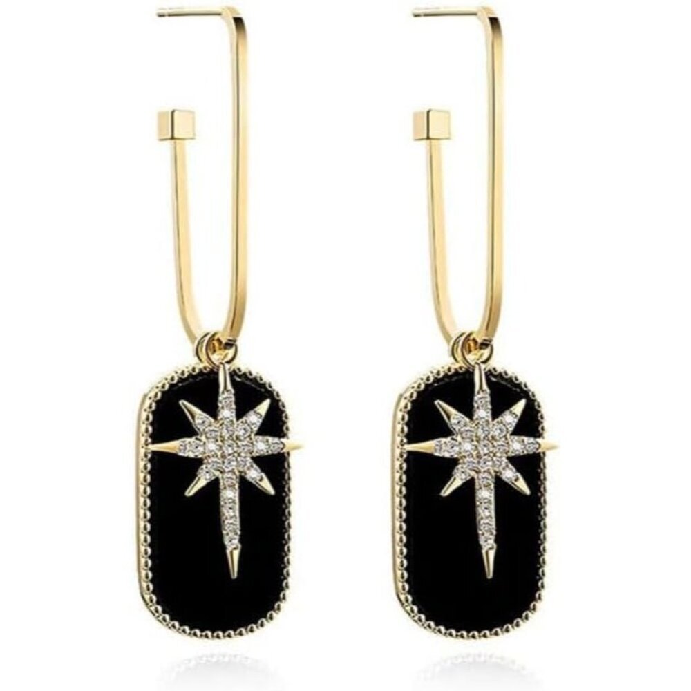 Black Gold  Lightweight Statement Dangle Dainty Hypoallergic Earrings For Women